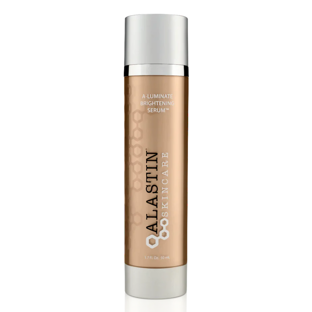 Alastin A-luminate brightening serum in pump container