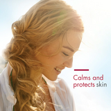 Photo of a fair skinned woman with a tagline of Calms and Protects Skin feature of Elta MD UV Clear SPF46 sunscreen