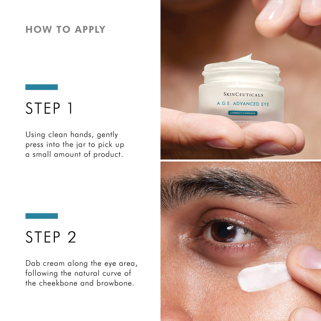 How to apply SkinCeuticals A.G.E. Advanced Eye cream for optimal results on wrinkles, puffiness, and dark circles