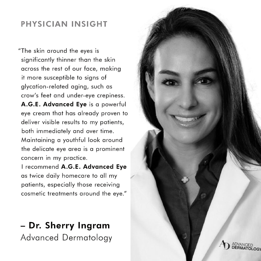Physician insight from Dr. Sherry Ingram on the benefits of SkinCeuticals A.G.E. Advanced Eye cream for aging eyes