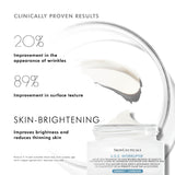 Clinically proven results of SkinCeuticals A.G.E. Interrupter Advanced showing improvement in wrinkles, firmness, and skin texture