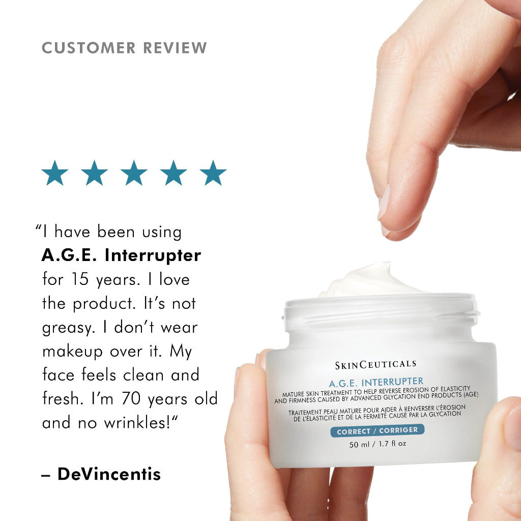 Customer review of SkinCeuticals A.G.E. Interrupter Advanced sharing personal experience and visible results