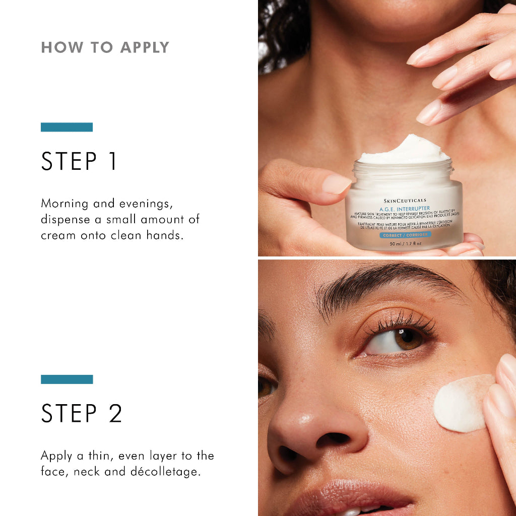 How to apply SkinCeuticals A.G.E. Interrupter Advanced cream for optimal anti-aging results