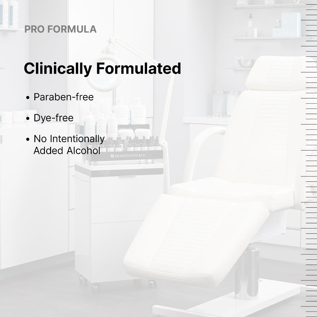 SkinCeuticals A.G.E. Interrupter Ultra Serum Certifications listed with medical equipment and 'Pro Formula' branding on a white background
