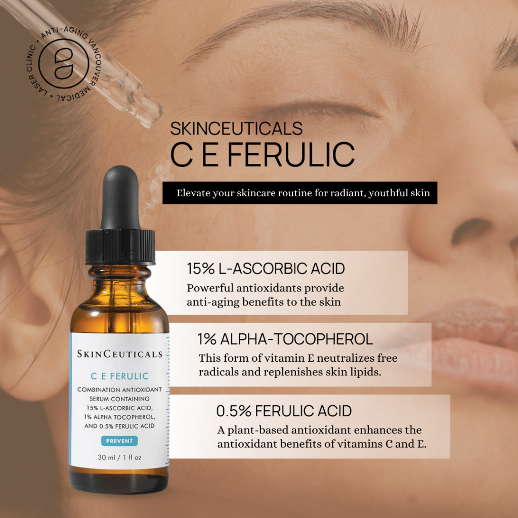 SkinCeuticals C E Ferulic serum available at Anti-Aging Medical & Laser Clinic in Vancouver, BC—professional skincare in a clinical setting