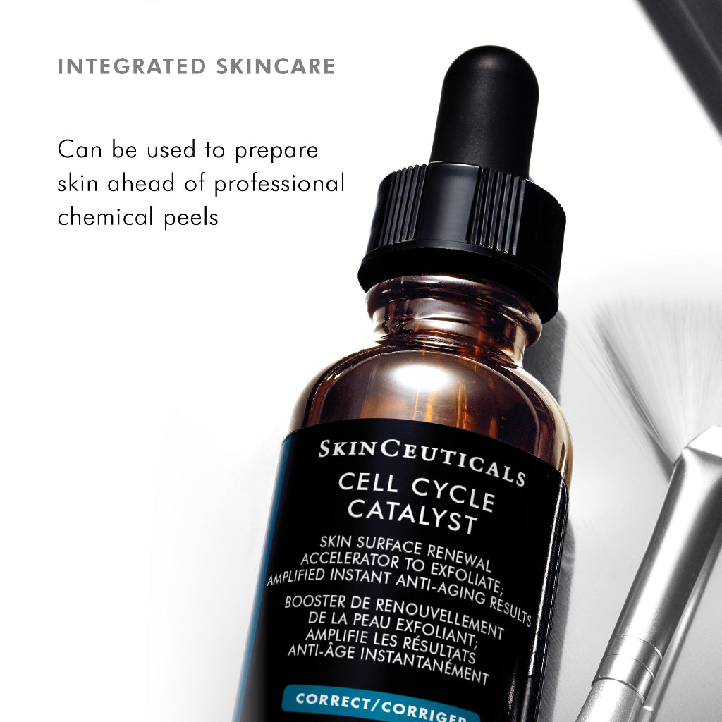 SkinCeuticals Cell Cycle Catalyst shown as part of an integrated skincare routine, highlighting its role in enhancing anti-aging results and boosting treatment efficacy.