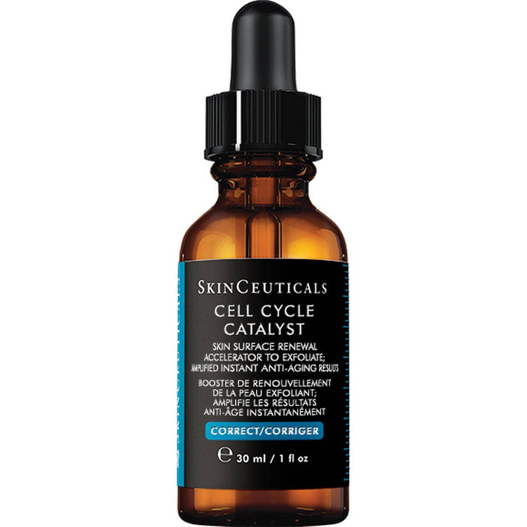 SkinCeuticals Cell Cycle Catalyst serum bottle with packaging, a high-performance exfoliating serum designed to accelerate skin renewal, smooth texture, and enhance anti-aging results