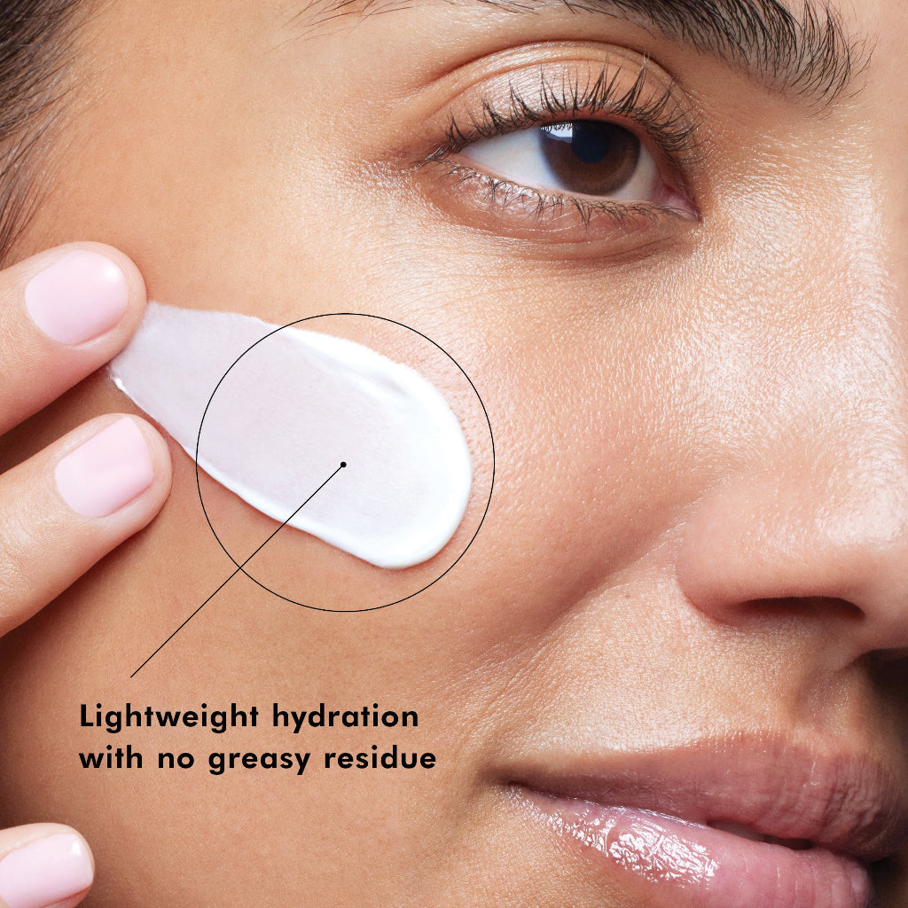 Swatch of SkinCeuticals Daily Moisture on medium skin showing lightweight texture and finish
