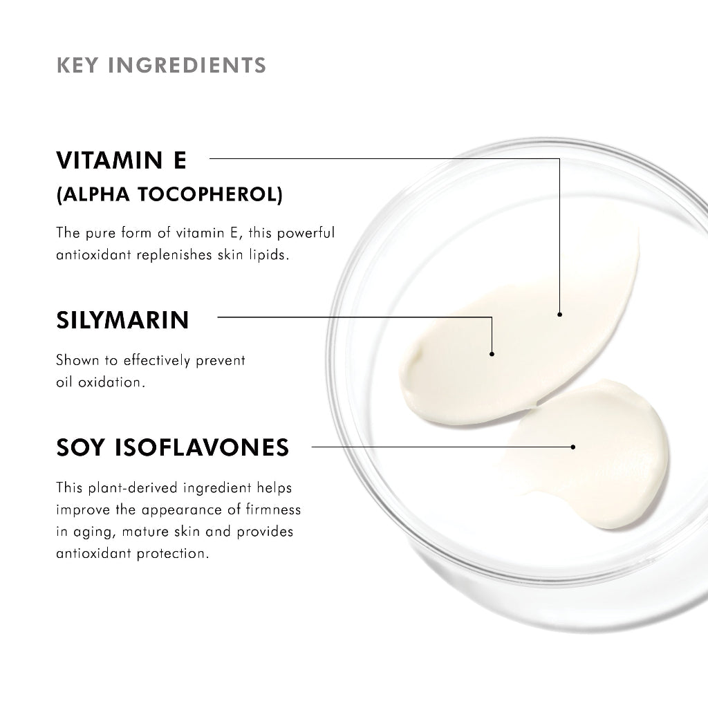 Key ingredients in SkinCeuticals Eye Balm – featuring botanical extracts, Vitamin E, and emollients that nourish, soothe, and help reduce signs of aging around the delicate eye area