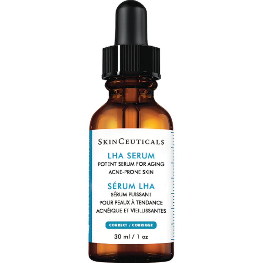 SkinCeuticals LHA Serum bottle on a clean white background – an oil-free exfoliating serum formulated for aging, oily, and acne-prone skin