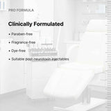 SkinCeuticals P-TIOX certification badges showcasing clinically proven results, physician-tested safety, and suitability for all skin types including sensitive skin