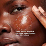 Swatch of SkinCeuticals P-TIOX serum shown on dark skin, demonstrating lightweight texture and fast-absorbing, non-greasy finish suitable for all skin tones.