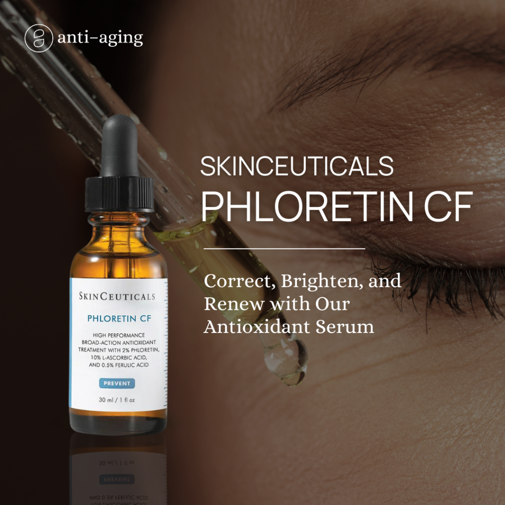 SkinCeuticals Phloretin CF serum bottle displayed at Anti-Aging Medical & Laser Clinic, 2200 W 4th Ave Vancouver, showcasing premium skincare availability