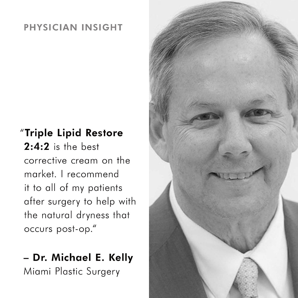 Physician insight from Dr. Michael E. Kelly on SkinCeuticals Triple Lipid Restore 2:4:2 emphasizing clinical benefits for skin barrier repair and anti-aging
