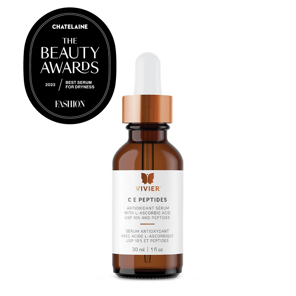 Vivier C E Peptides serum featured in Chatelaine Beauty Awards, award-winning anti-aging skincare
