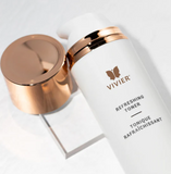 Vivier Refreshing Toner in a pump bottle, designed for gentle cleansing and hydrating