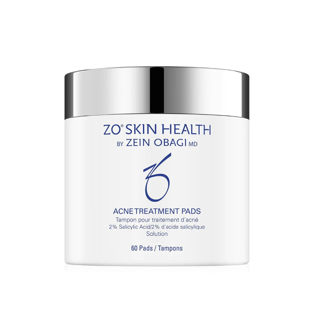 ZO Skin Health Acne Treatment Pads 60-count jar – clinical-strength exfoliating pads with 2% salicylic acid for acne-prone and oily skin, designed to unclog pores and reduce breakouts
