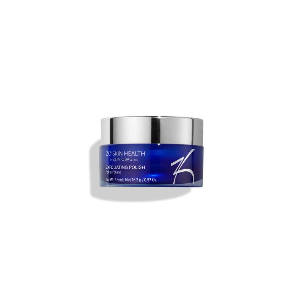 ZO Skin Health Exfoliating Polish travel size 16.2g – compact white jar with blue lid, ideal for on-the-go exfoliation with magnesium crystals to smooth and brighten skin