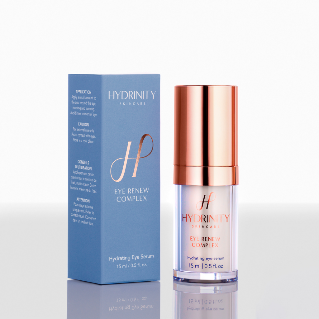 Hydrinity Eye Renew Complex with packaging, medical-grade eye treatment for tired eyes