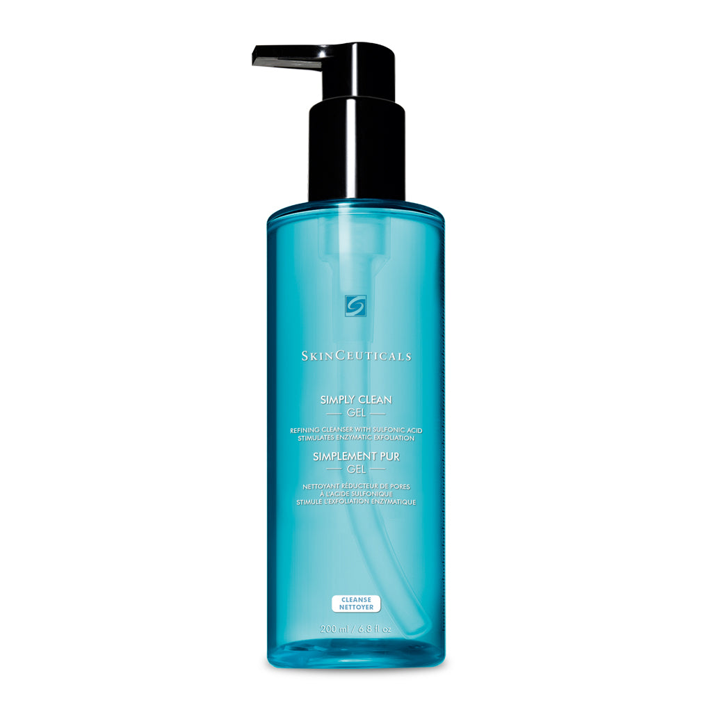 SkinCeuticals Simply Clean comes in a transparent blue pump bottle