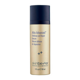 Close-up of SkinBetter Alto Advanced Defense and Repair Serum 30ml pump dispenser, showcasing the sleek silver packaging and precise dispensing nozzle for easy application