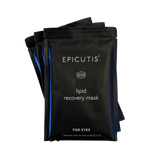 EPICUTIS Lipid Recovery Mask for the eye single-use featuring black bio-cellulose treatment packets with 1% TSC for soothing, hydrating, and post-procedure skin recovery