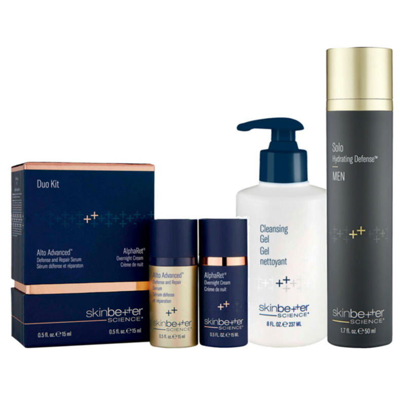 SkinBetter Science skincare set for men curated by Anti-Aging Medical Clinic, featuring full high-performance regimen for clean, smooth, and rejuvenated skin