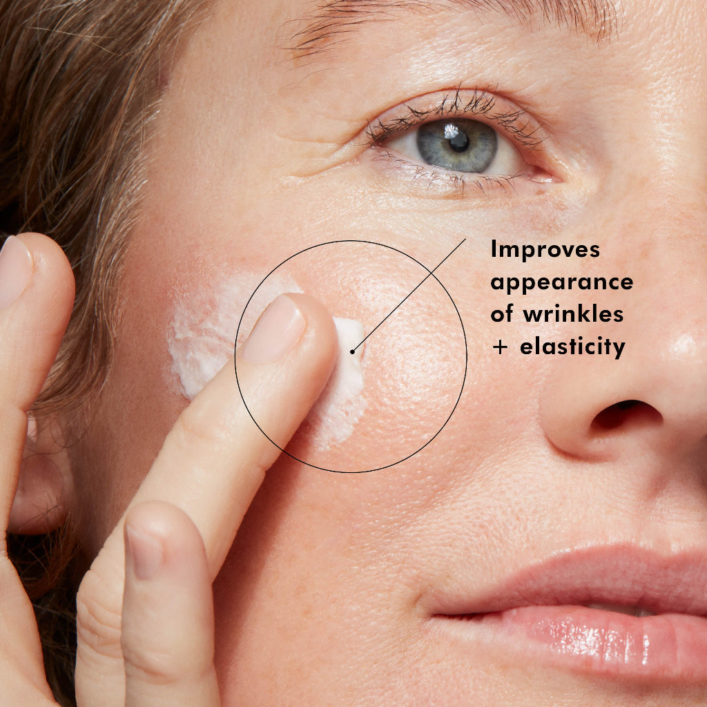 Swatch of SkinCeuticals A.G.E. Interrupter Advanced cream on fair skin showing texture and finish