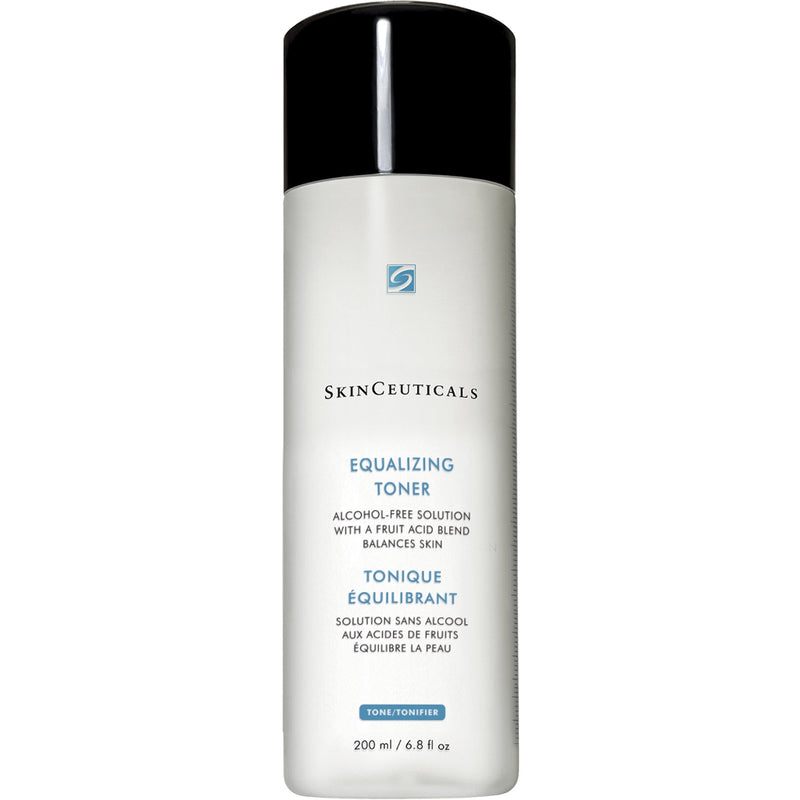 SkinCeuticals Equalizing Toner bottle standing upright on a clean white background, showcasing its sleek, minimalist design