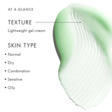 Close-up image showcasing the lightweight gel-cream texture of SkinCeuticals Phyto A+ Brightening Treatment, with visual indicators of its suitability for oily, acne-prone, and sensitive skin types