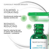 Clinically proven results of SkinCeuticals Phyto Corrective Gel – showcasing visible reduction in redness, improved hydration, and calmer skin tone after consistent use.