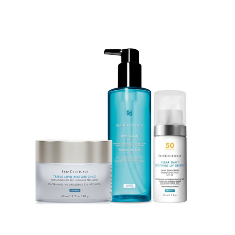 SkinCeuticals minimalist skincare set for clean, healthy, and protected skin – curated by Anti-Aging Medical Clinic for a simple, effective daily routine