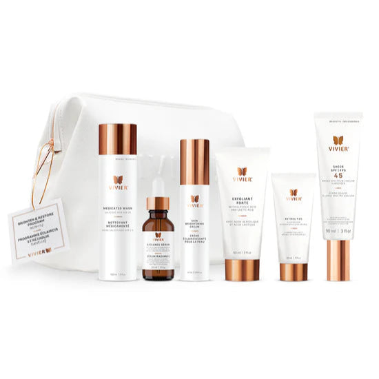 Vivier Brighten & Restore Program NON-HQ complete skincare routine for improving skin tone, texture, and dark spots