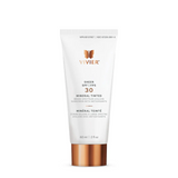 Vivier Sheer SPF 30 Mineral Tinted Sunscreen in sleek packaging, providing broad-spectrum UVA/UVB protection with a natural tint for a radiant glow