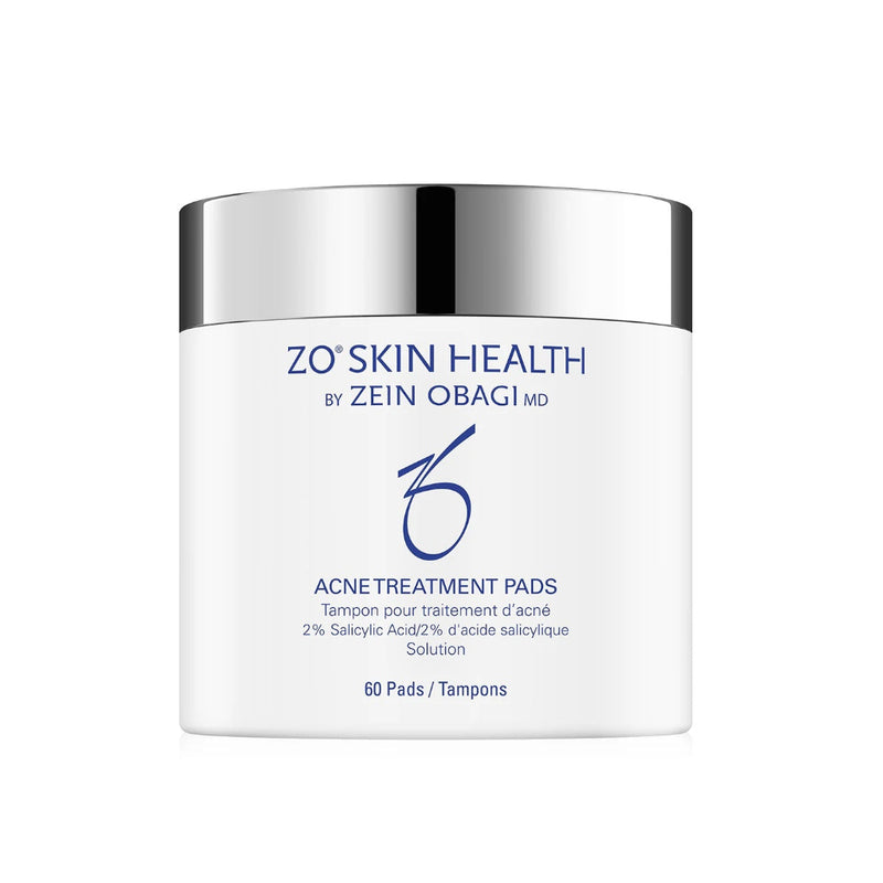 ZO Skin Health Acne Treatment Pads 60-count jar – clinical-strength exfoliating pads with 2% salicylic acid for acne-prone and oily skin, designed to unclog pores and reduce breakouts