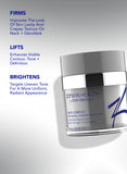 Zoskin Health neck complex jar with product benefits text on a gray background