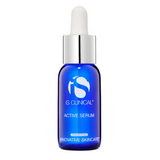 Blue serum bottle with dropper labeled 'is Clinical' on a white background