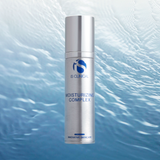 iS Clinical Moisturizing Complex jar placed against a serene water ripple background, symbolizing deep hydration and skin nourishment