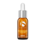 A bottle of iS Clinical Pro-Health Serum Advance+ with a dropper, primarily brown in color with the brand and product name displayed on the label.