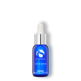 Blue serum bottle with dropper labeled 'iS Clinical Active Serum' on a white background