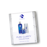 A product image showing the iS Clinical Pure Clarity Collection packaging, which includes bottles of skincare products.
