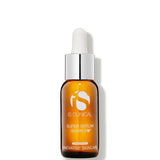 A bottle of iS Clinical Super Serum Advanced+ with a white dropper.