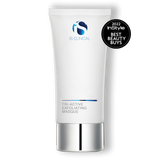 A tube of iS Clinical Tri-Active Exfoliating Masque with an award badge stating '2022 Instyle Best Beauty Buys'.