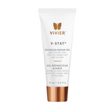Vivier V-Stat Advanced Repair Gel in a sleek tube, designed to promote skin healing and reduce scarring, perfect for post-procedure care and damaged skin